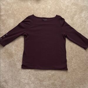 Talbots Deep Burgundy Blouse with Buttoned Sleeves
